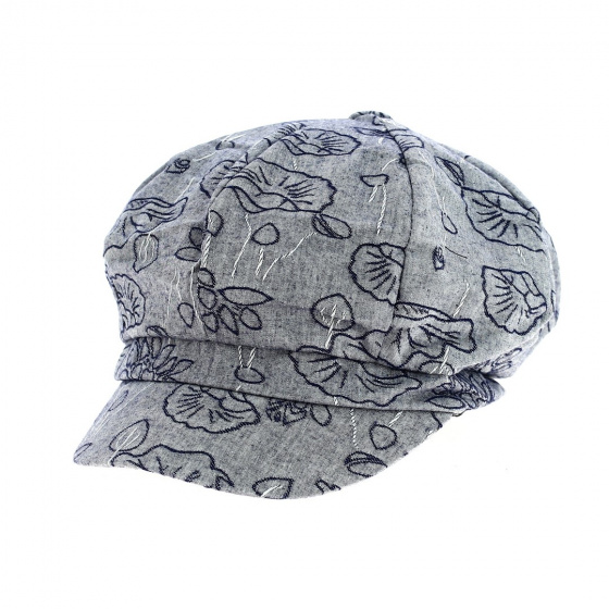 Blue Retro Summer Edelweiss Cotton Newsboy Cap - Traclet