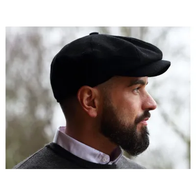JP Black Wool Tweed Cap - Hanna Hats Reference: 14303| Chapellerie Traclet