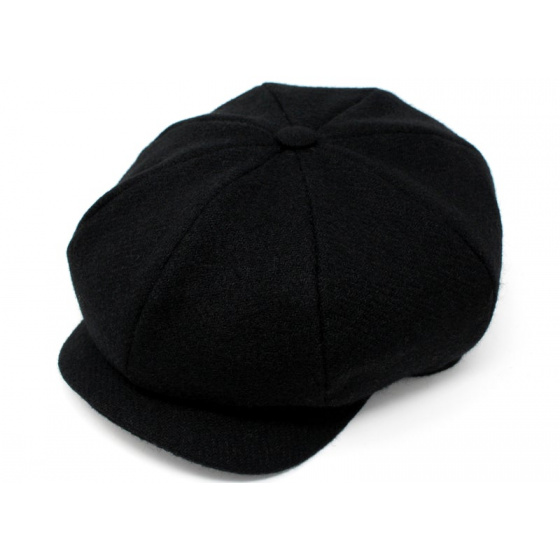 JP Black Wool Tweed Cap - Hanna Hats