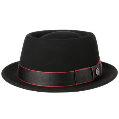 Oakton PorkPie Hat Wool & Cashmere Black - Stetson Reference: 7496 | Traclet Hat Shop