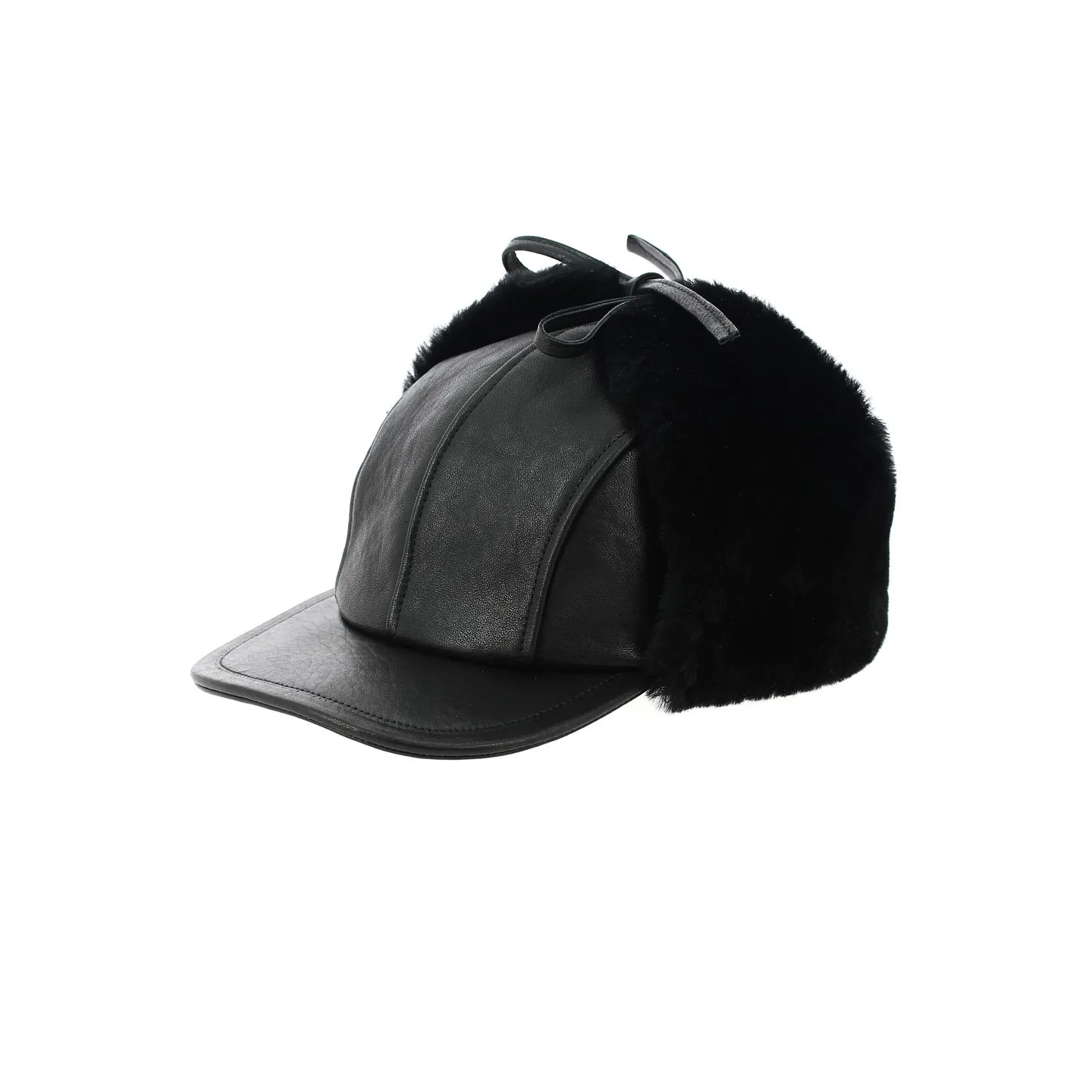 Adventurer Cap Leather & Lamb Black - Traclet