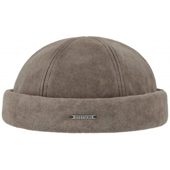 Docker Leather Beige Beanie - Stetson
