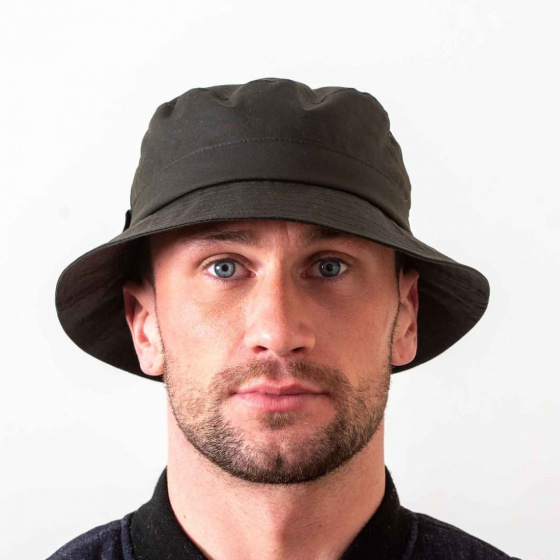 Brown Waxed Cotton Grolise Bucket Hat