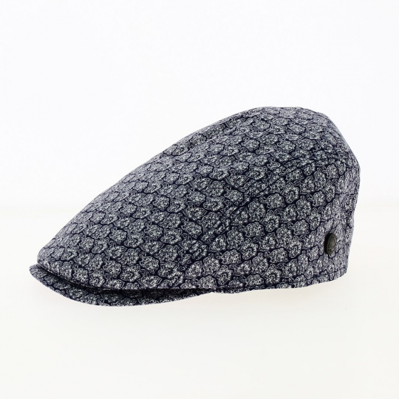 Bang Flat Cap with Navy Blue Flowers - Traclet