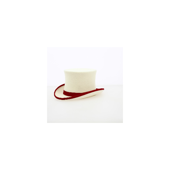 Chapeau Haut de Forme Blanc - Rouge