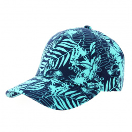 Hawaii Flowers Baseball Cap Turquoise & Navy - Traclet