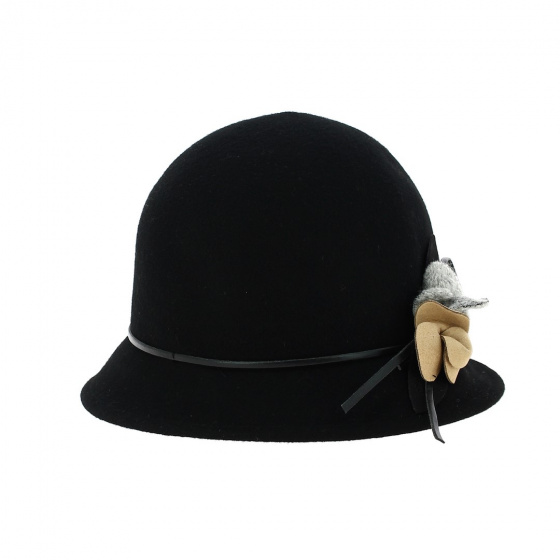 Cloche Hat Jeanne Felt Wool Black - Traclet