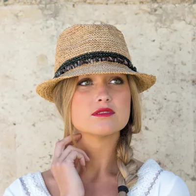 Natural Black Raffia Straw Trilby Hat - House Of Ord Reference: 14571 | Traclet Hat Shop