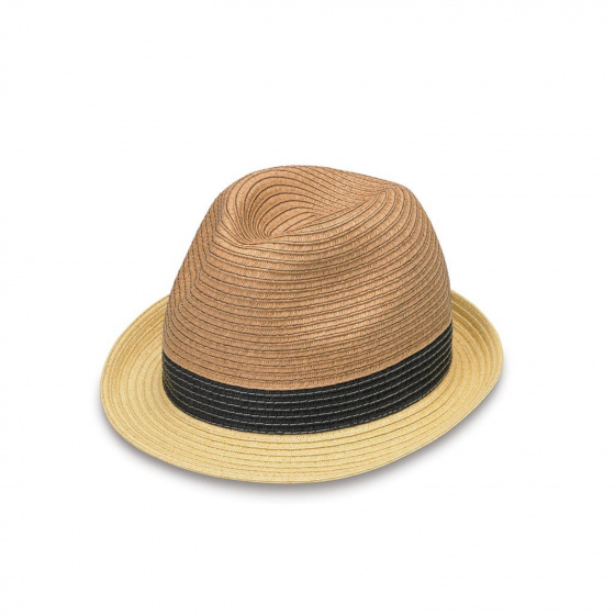 Chapeau Trilby Block Fibres Naturelles Noir & Beige - House Of Ord Chapeau Trilby Block Fibres Naturelles Noir & Beige - House Of Ord