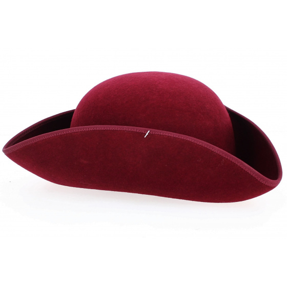Small Burgundy Wool Felt Tricorn - Traclet