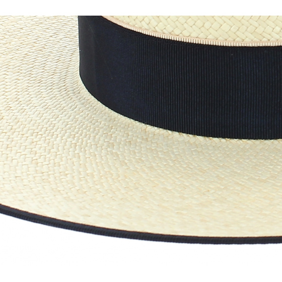 Navy Ribbon Panama Cordobes Hat