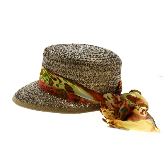 Natural Straw Orange Visor Cap - Flechet