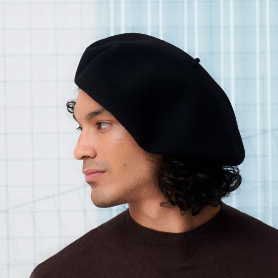 Black Merino Wool Max Beret - Heritage Laulhère