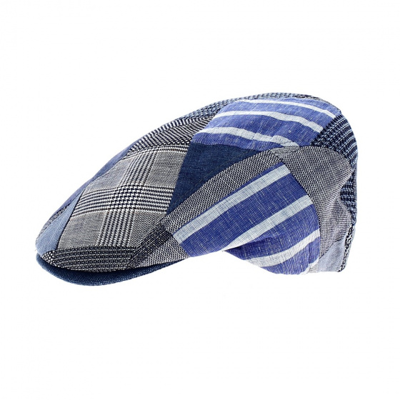 Daffy Patchwork Blue Flat Cap - Traclet
