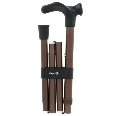 canne pliante réglable alu marron poignée anatomique droite fayet