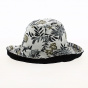 White & Green Reversible Summer Bobble with Floral Patterns - Traclet