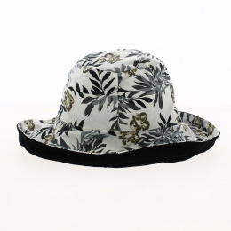 White & Green Reversible Summer Bobble with Floral Patterns - Traclet