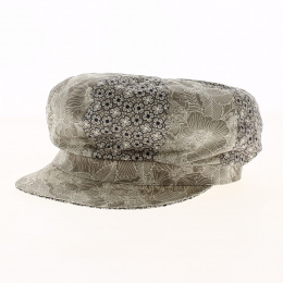 Cap Gavroche Océane Cotton Taupe Floral Patterns - Crambes