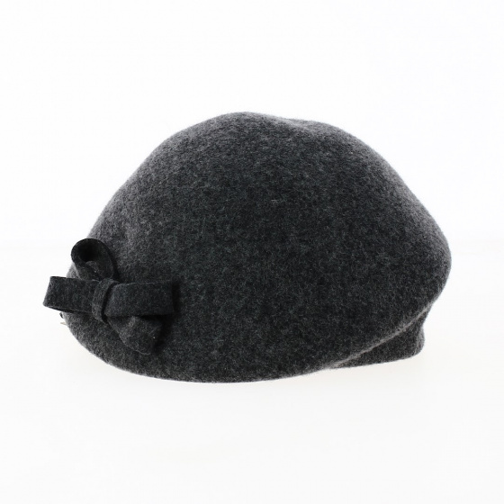 Charcoal Grey Wool Shaped Beret- Traclet