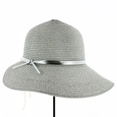 Casquette Grande Visière Luna Paille Papier Gris - Traclet