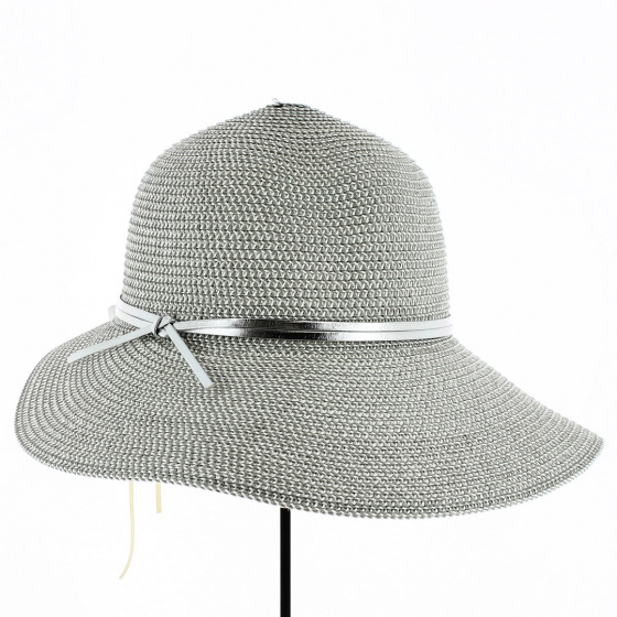 Large Visor Cap Luna Straw Paper Grey - Traclet