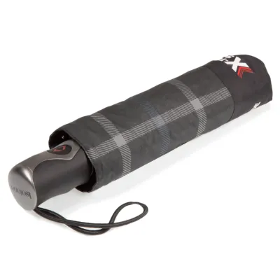 Isotoner 3-section ultra strong aluminum automatic black umbrella /frp o/f
