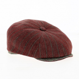 Hatteras Cap Dark Red Linen Stripe - Alfonso d'Este