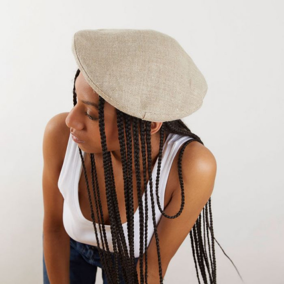 Basque Summer Beret Arriu Linen Beige - Laulhère