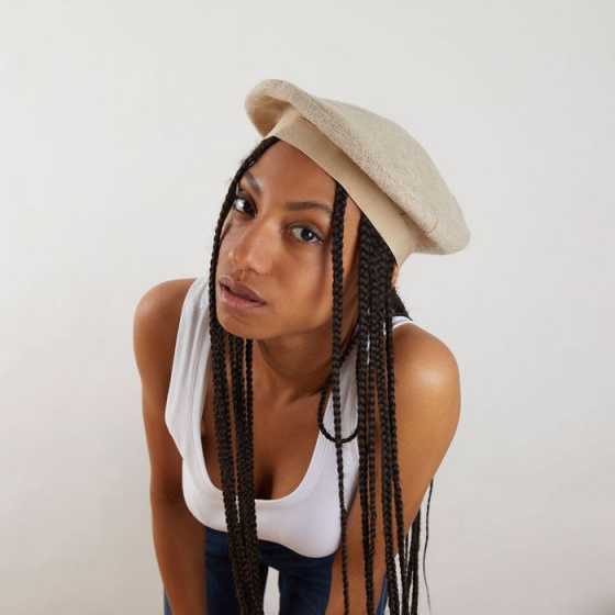 Basque Summer Beret Arriu Linen Beige - Laulhère