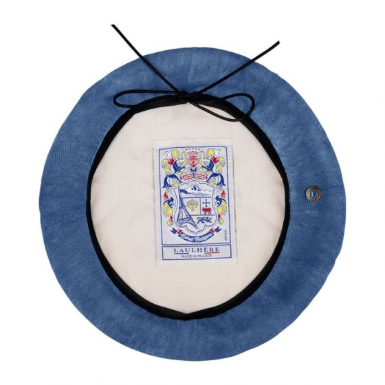 Summer Basque Beret Senecio Linen Indigo Blue - Laulhère Summer Basque Beret Senecio Linen Indigo Blue - Laulhère