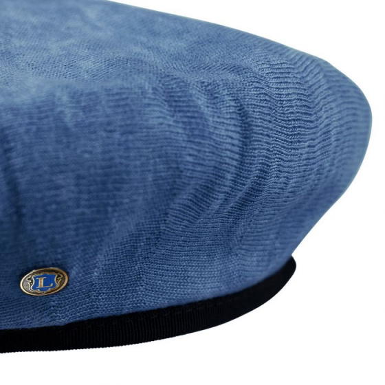 Summer Basque Beret Senecio Linen Indigo Blue - Laulhère Summer Basque Beret Senecio Linen Indigo Blue - Laulhère