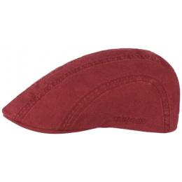 Stetson Madison Flat Cap Washed Burgundy Cotton