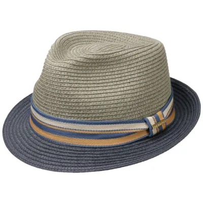 Trilby Scriba Toyo Grey & Navy Blue Hat - Stetson