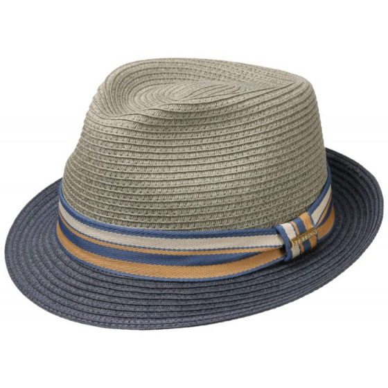Trilby Scriba Toyo Grey & Navy Blue Hat - Stetson