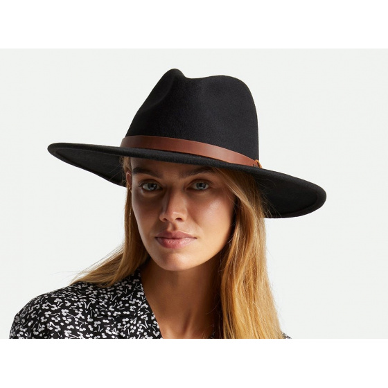Black Wool Felt Fedora Hat Field Proper - Brixton Black Wool Felt Fedora Hat Field Proper - Brixton