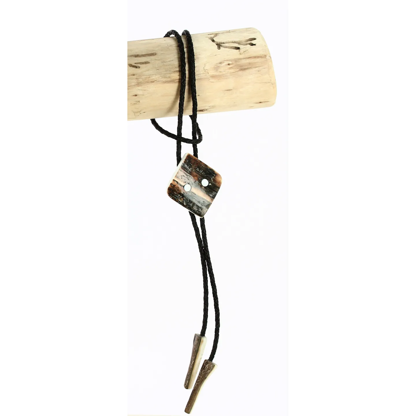 Bolo Tie - Cravate Ivoire Nacre &  Mammouth Fossile 13 - Traclet Reference : 15681| Chapellerie Traclet