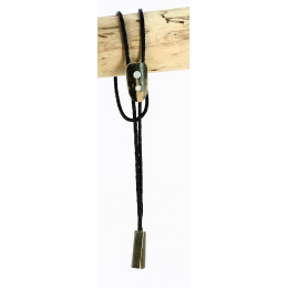 Bolo Tie - Mammoth Ivory & Fossil Mother of Pearl 14 - Traclet
