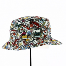 Evan Multicolored Hawaiian Pattern Cotton Bucket Hat - Flechet