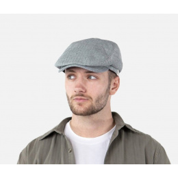 Bunga Cotton Flat Cap Blue Herringbone - Barts