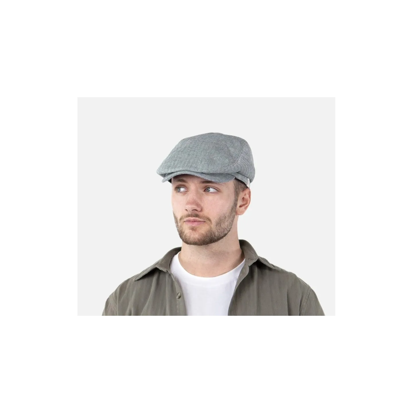 Bunga Flat Cap Cotton Blue Herringbone - Barts
