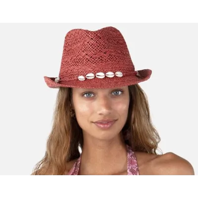 Chapeau Trilby Arday Rouge Paille Papier - Barts