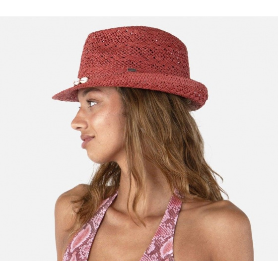Red Paper Straw Trilby Hat Amurat - Barts