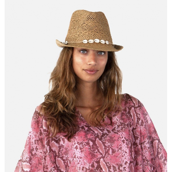 Light Brown Paper Straw Amurat Trilby Hat - Barts