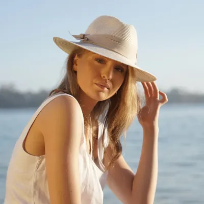 Chapeau Fedora Sienna Blanc Crème UPF50+ - House of Ord