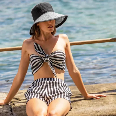 Chapeau cloche Audrey Noir & Blanc UPF50+ - House of Ord