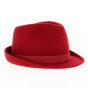 Chapeau Trilby en feutre laine rouge