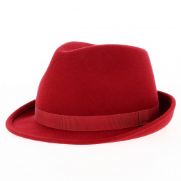 Chapeau Trilby en feutre laine rouge