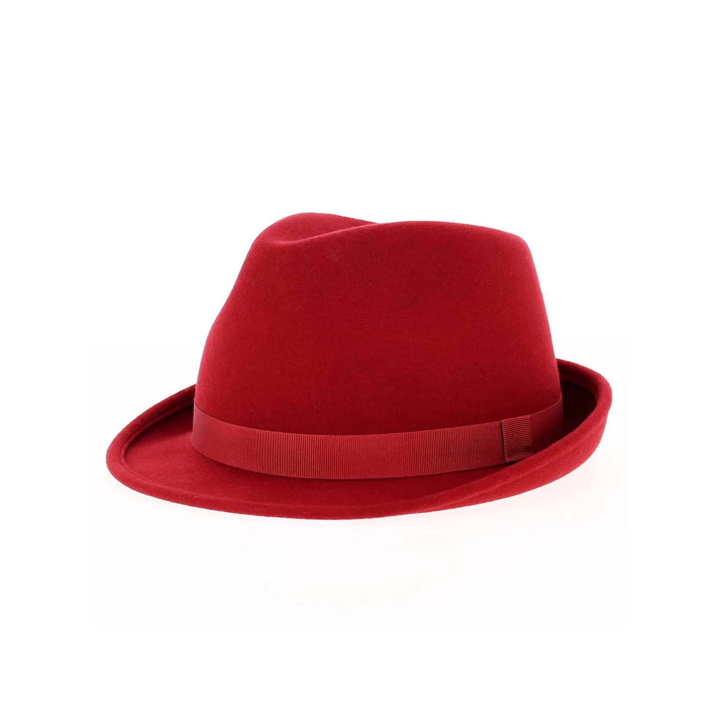 Trilby hat in red wool felt
