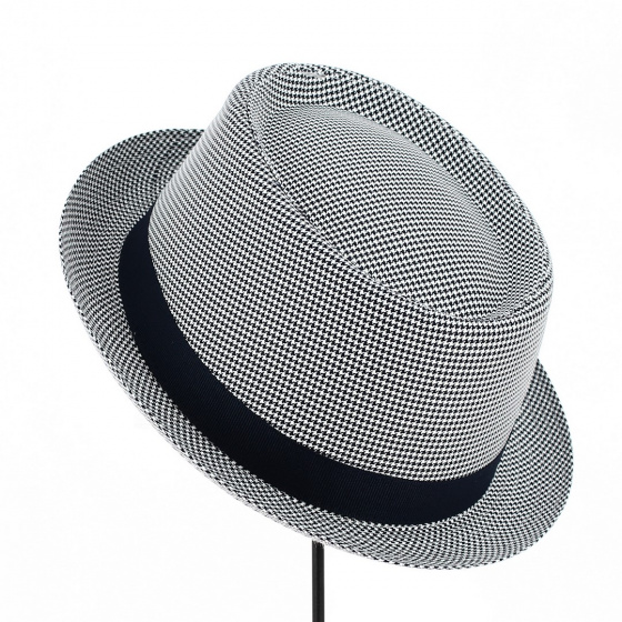 White & Navy Blue Porkpie America Hat - Panizza