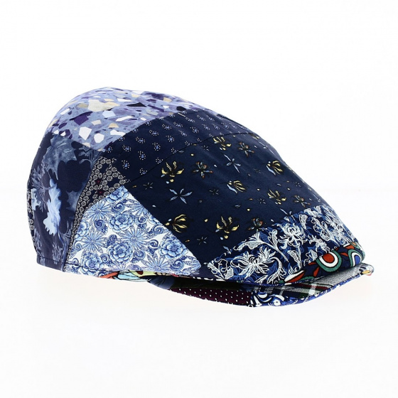 Navy Capri Patchwork Flat Cap - Traclet